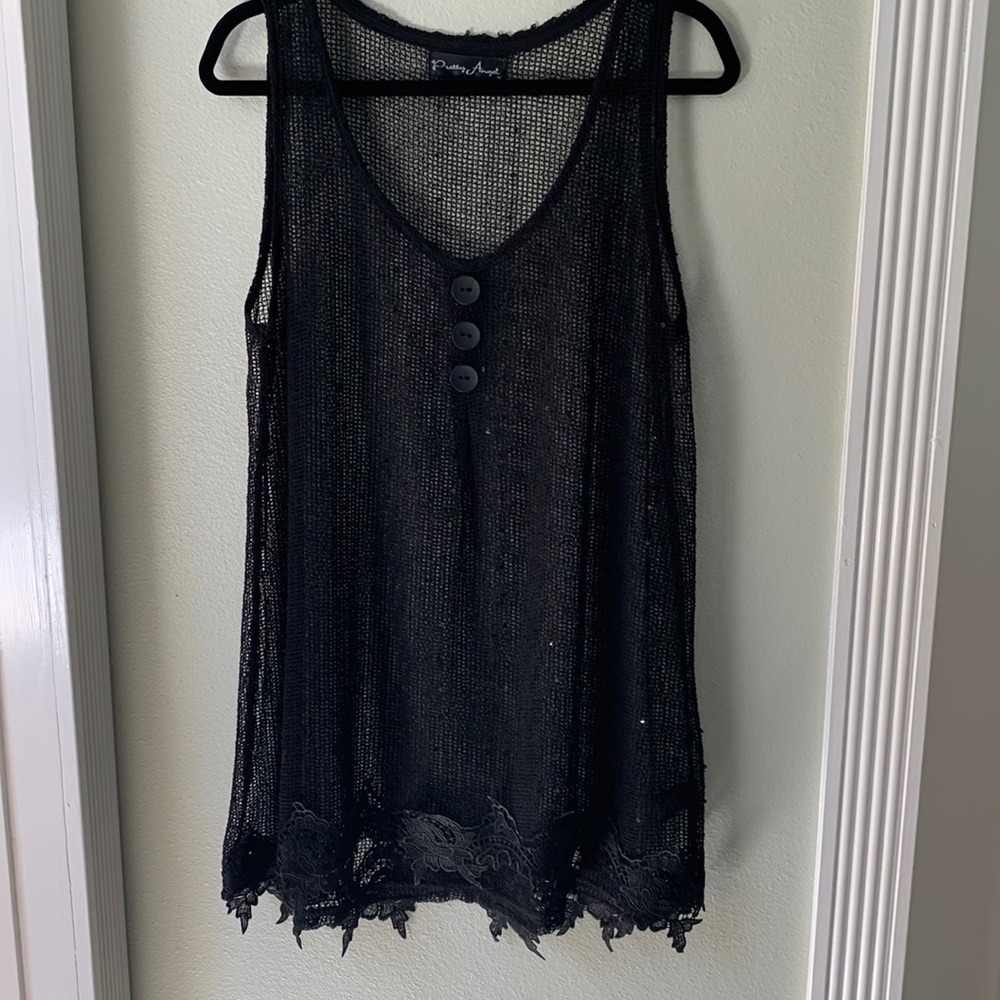 Beautiful Lacy sequined topper by pretty angel extra large never worn